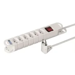 Steffen Steckdosenleiste Variabl 6xT13 3m mit Schalter + Dreh-Winkelstecker Peachick weiss