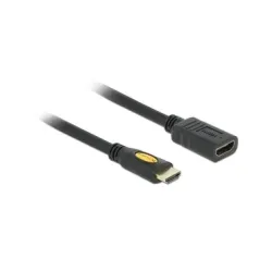 Delock HDMI Verlängerungskabel HDMI-A Stecker, HDMI-A Buchse 1.00 m Schwarz 83079 4K UHD, vergoldete Steckkontakte
