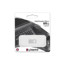 KINGSTON TECHNOLOGY -  DataTraveler 64GB Micro 200MB/s Metal USB 3.2 Gen 1, Silber, 64 GB