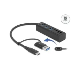 DeLock - 63859 Schnittstellen-Hub USB 3.2 Gen 1 (3.1 Gen 1) Type-A + Type-C 5000 Mbit/s