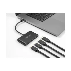 DeLock - USB 3.2 Gen 1 USB TypeC„¢ Hub mit 3 x USB TypeC„¢ Buchse + 1 x USB TypeC„¢ PD 100 Watt, Schwarz