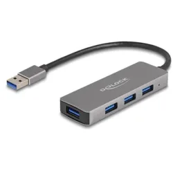 Delock 63171 USB-Hub 4 Port USB-A USB 3.1 Gen1 5 GBit/s Grau 63171