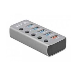 DeLock - 63262 Schnittstellen-Hub USB 3.2 Gen 1 (3.1 Gen 1) Type-B 5000 Mbit/s Grau