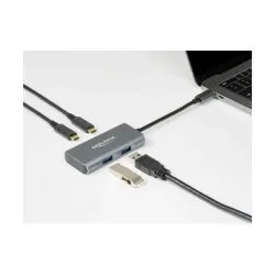 Delock 63260 USB-Hub 2+2 Port USB-A, USB-C® USB 3.2 Gen2 10 GBit/s mit USB-C® Stecker Grau 63260