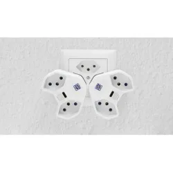 Steffen Mehrfachadapter Manta 2xT13 + 1xUSB-C drehbar 320° weiss