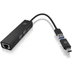 ICY BOX USB Hub & Gigabit Eth. LAN IB-HUB1439-LAN USB 3.2 G1, 2x USB-A, 1x USB-C