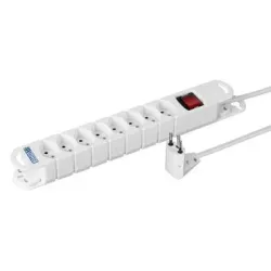 Steffen Steckdosenleiste Variabl 8xT13 3m mit Schalter + Dreh-Winkelstecker Peachick weiss