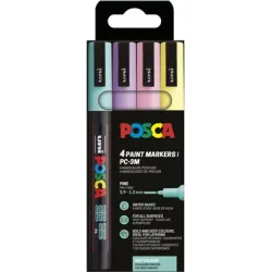 POSCA Marker 0.9-1.3mm PC-3M 4P SET 4 Stück, assortiert