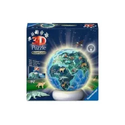 Ravensburger, Ravensburger - Puzzle-Ball Nachtlicht Erde mit Tiermotiven, 72 Teile, Multicolor