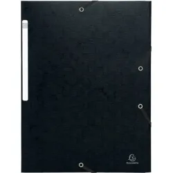 Exacompta - Sammelmappe mit Gummizug und 3 Klappen aus Colorspan-Karton 425g/qm für Format DIN A4, Scotten - x 50, A4, Schwarz