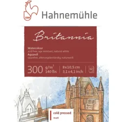HAHNEMÜHLE Miniblock Britannia 8x10.5cm 10628919 weiss, 300g 12 Blatt