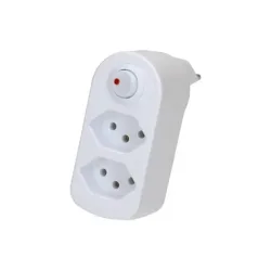Max Hauri Abzweigstecker Adapt 2x Typ 13 weiss drehbar Schalter Green+Fair