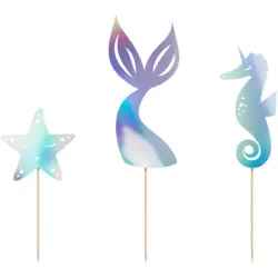 PARTYDECO Caketopper 24.5cm KPT47-017 Meerjungfrau 3 Stück