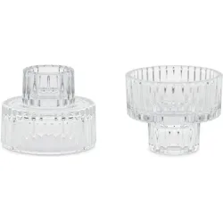 PARTYDECO Glas-Kerzenhalter 6.5x5.5cm SS4 2-in-1 Rand 4 Stück