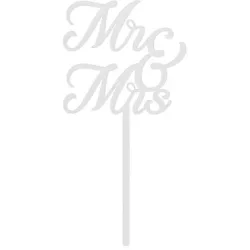 PARTYDECO Caketopper 16.5cm KPT81-008 Mr&Mrs weiss