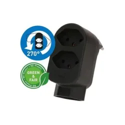 Max Hauri Abzweigstecker Adapt 2+1x Typ 13 schwarz drehbar Green+Fair