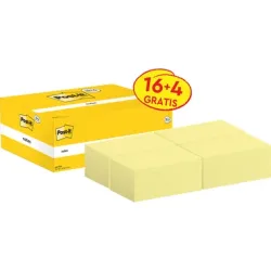Post-it Haftnotizen 127 x 76 mm Kanariengelb 100 Blatt 16 Blöcke + 4 Gratis