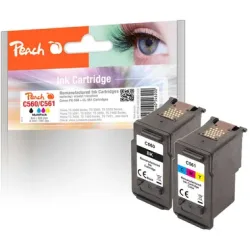 Peach C560 BK 2 Druckerpatronen (bk, col) ersetzt Canon PG-560BK, CL-561C, 3713C006 für z.B. Canon Pixma TS 5350 i, Canon Pixma TS 5351 i