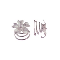 Haarspirale Blume mit Glitter und Perle silber 6 Stück