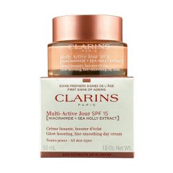 Clarins - Multi-Active Crème Jour SPF15 - Glättende Tagescreme für das Gesicht, Booster für mehr Ausstrahlung SPF 15 für jeden Hauttyp, 50 ml