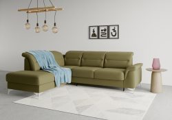 sit&more Ecksofa »Sinatra«, mit Ottomane, optional mit Kopfteilverstellung und Armteilfunktion oder Kopfteilverstellung, Armteilfunktion, Bettfunktion und Stauraum, chromfarbene Metallfüsse
