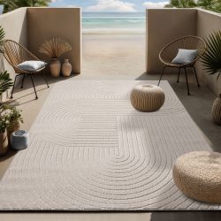 Home affaire Teppich »Lorent, Kurzflor«, rechteckig, In- und Outdoor geeignet, 3-D Optik, Balkon, Terasse, aktuelles Design