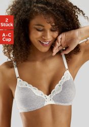 petite fleur Bralette-BH, (2 Stück), ohne Bügel aus Baumwolle mit Spitze
