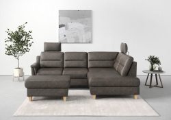 sit&more Ecksofa »Farö«, inklusive Federkern, mit naturfarbenen Füssen, wahlweise mit Bettfunktion und Bettkasten