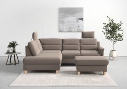 sit&more Ecksofa »Farö«, inklusive Federkern, mit naturfarbenen Füssen, wahlweise mit Bettfunktion und Bettkasten