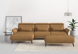 Places of Style Ecksofa »Fjord«, massiv, wahlweise mit Armlehnfunktion, Kopf- Sitztiefenverstellung