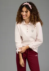 KangaROOS Poloshirt aus Jersey, mit Drucke, körpernahe Passform, Langarm