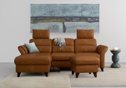 sit&more Ecksofa »Mellum«, inklusive Federkern, wahlweise mit Bettfunktion, Bettkasten und Armteilfunktion
