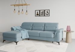 sit&more Ecksofa »Sinatra«, mit Recamiere, optional mit Kopfteilverstellung und Armteilfunktion oder mit Kopfteilverstellung, Armteilfunktion, Bettfunktion und Bettkasten, mattschwarze Metallfüsse