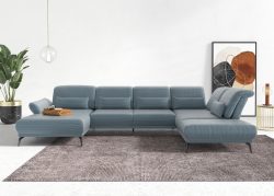 INOSIGN Wohnlandschaft »Coco«, wahlweise mit Sitztiefen, Armteil- und Kopfteilverstellung,im Cord, mit Füssen 15 cm hoch