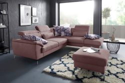 sit&more Ecksofa, 12 cm Fusshöhe, inklusive Sitztiefenverstellung, wahlweise Kopfteilverstellung, wahlweise in 2 unterschiedlichen Fussfarben