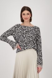 Monari Rundhalspullover »Pullover Leo allover«, Mit Rundhalsausschnitt