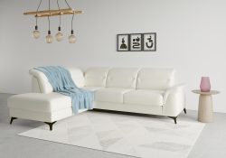 sit&more Ecksofa »Sinatra«, mit Ottomane, optional mit Kopfteilverstellung und Armteilfunktion oder mit Kopfteilverstellung, Armteilfunktion, Bettfunktion und Stauraum, mattschwarze Metallfüsse