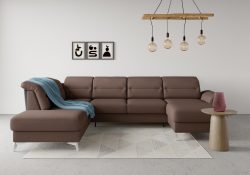 sit&more Wohnlandschaft »Sinatra«, optional mit Kopfteilverstellung und Armteilfunktion oder mit Kopfteilverstellung, Armteilfunktion, Bettfunktion und Stauraum, chromfarbene Metallfüsse
