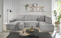 Premium collection by Home affaire Wohnlandschaft »SHERWOOD«, mit Bett-Funktion (Liegefläche 194x139 cm), Bettkasten, mit 4 losen Rückenkissen, hochwertiger Cord-Bezug