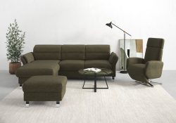 sit&more Ecksofa »Grenoble«, inklusive Federkern, wahlweise mit Bettfunktion, Bettkasten, Armteilverstellung und Kopfteilverstellung