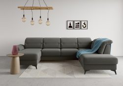 sit&more Wohnlandschaft »Sinatra«, optional mit Kopfteilverstellung und Armteilfunktion oder mit Kopfteilverstellung, Armteilfunktion, Bettfunktion und Stauraum, mattschwarze Metallfüsse
