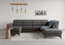 sit&more Wohnlandschaft »Sinatra«, optional mit Kopfteilverstellung und Armteilfunktion oder mit Kopfteilverstellung, Armteilfunktion, Bettfunktion und Stauraum, mattschwarze Metallfüsse