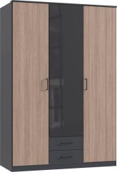 Wimex Kleiderschrank »Fulda, 135 oder 180/58/199cm, 2 Schubladen, Made in Germany«, (mit Kranzleiste), besonderer Look durch Multiplex Optik, mit oder ohne Glasauflage