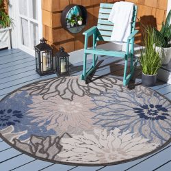 Sanat Teppich »Floral 2«, rund, 6 mm Höhe, In- und Outdoor geeignet, florales Design, Balkon, Terasse