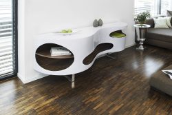 Sideboard 200x50x75cm weiss-Walnuss