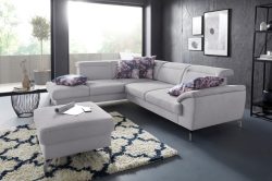 sit&more Ecksofa, 12 cm Fusshöhe, inklusive Sitztiefenverstellung, wahlweise Kopfteilverstellung, wahlweise in 2 unterschiedlichen Fussfarben