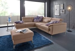 sit&more Ecksofa, 12 cm Fusshöhe, inklusive Sitztiefenverstellung, wahlweise Kopfteilverstellung, wahlweise in 2 unterschiedlichen Fussfarben