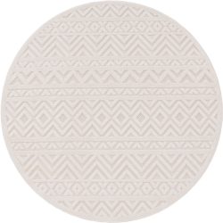 Paco Home Teppich »Livorno 673«, rund, Uni-Farben, Scandi, Rauten Muster, Hoch-Tief Effekt, Outdoor geeignet