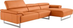 Egoitaliano Ecksofa »Malika«, mit Recamiere, inkl. Kopfteilverstellung und chromfarbenen Metallfüssen