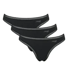 Sloggi - String  3er Pack Bequem sitzend-GO Crush String C3P, für Damen, Schwarz, Größe L